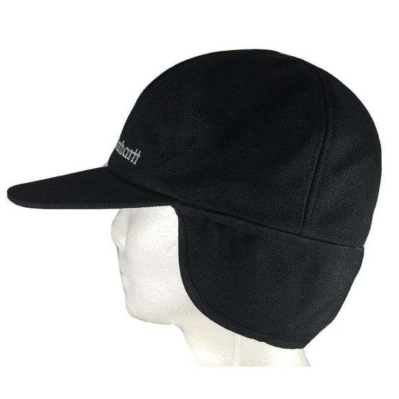 Vintage Carhartt Hat Size Medium 90's Made In The USA Black Over The Ear Cap - Picture 2 of 11